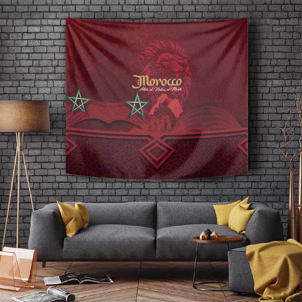 Happy Proclamation of Independence of Morocco Tapestry Barbary Lion's Roar - Fight for Free and Peace LT03