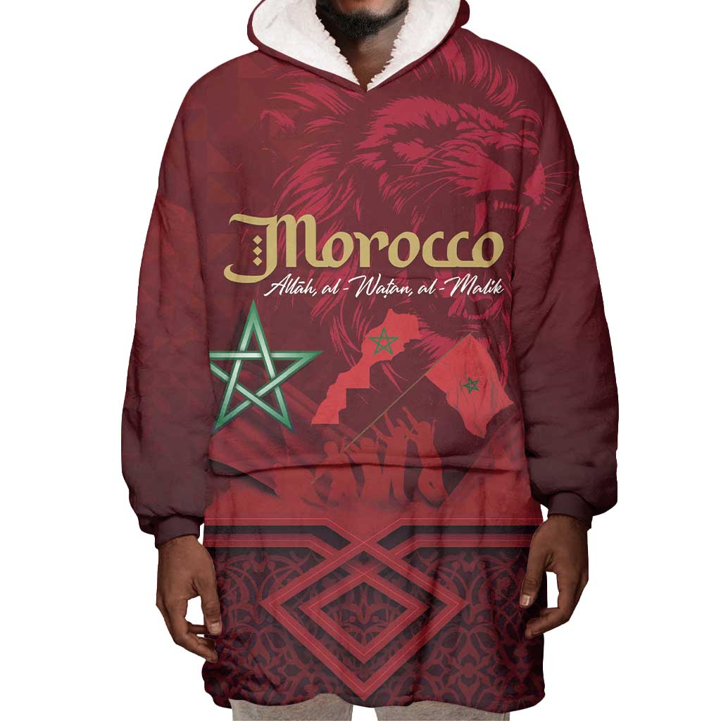 Happy Proclamation of Independence of Morocco Wearable Blanket Hoodie Barbary Lion's Roar - Fight for Free and Peace LT03