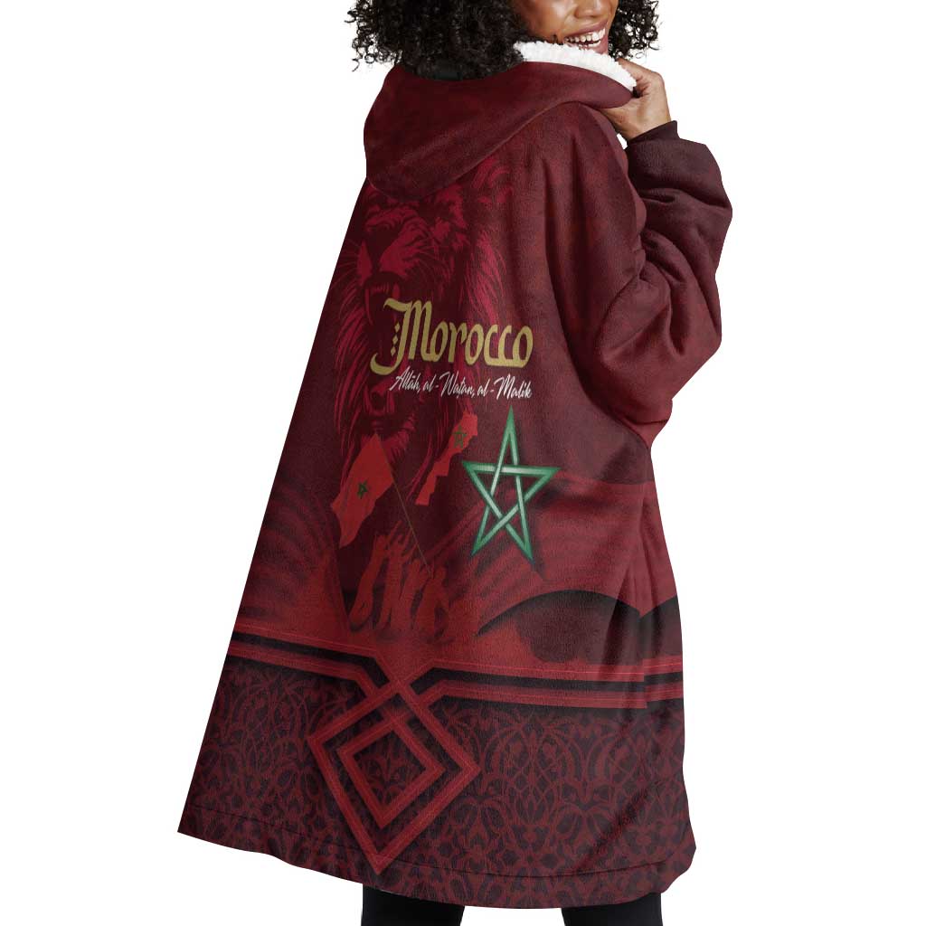 Happy Proclamation of Independence of Morocco Wearable Blanket Hoodie Barbary Lion's Roar - Fight for Free and Peace LT03