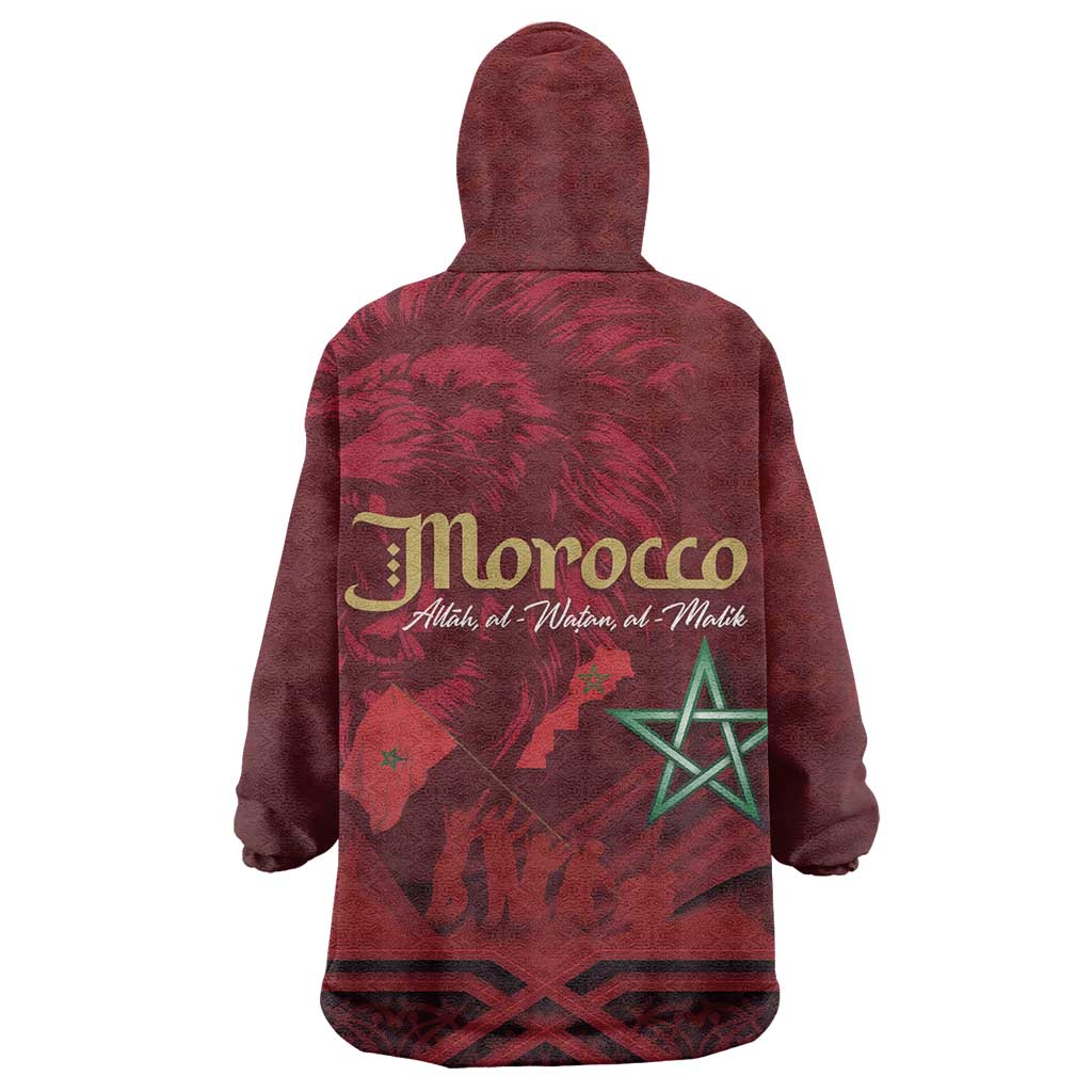 Happy Proclamation of Independence of Morocco Wearable Blanket Hoodie Barbary Lion's Roar - Fight for Free and Peace LT03