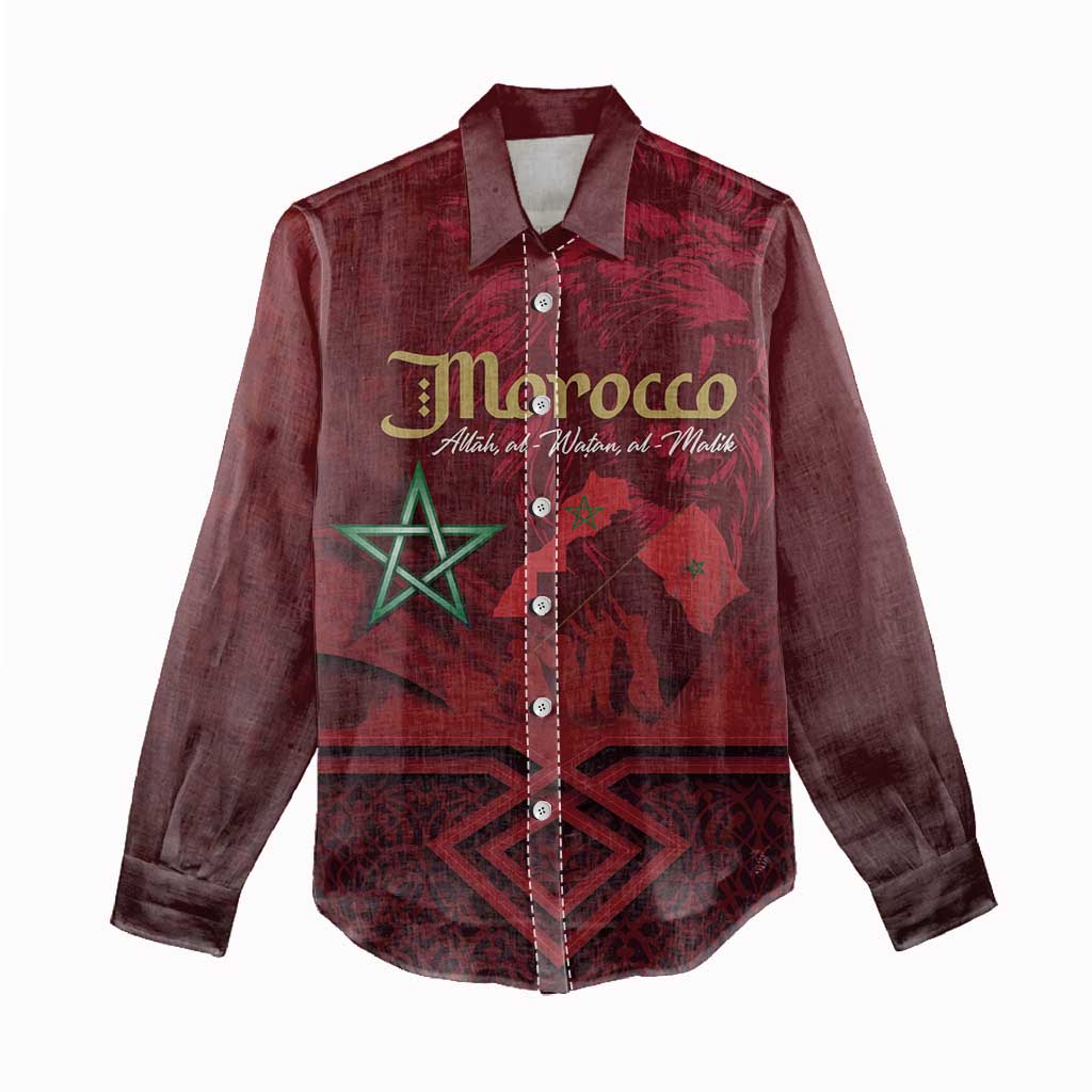 Happy Proclamation of Independence of Morocco Women Casual Shirt Barbary Lion's Roar - Fight for Free and Peace LT03