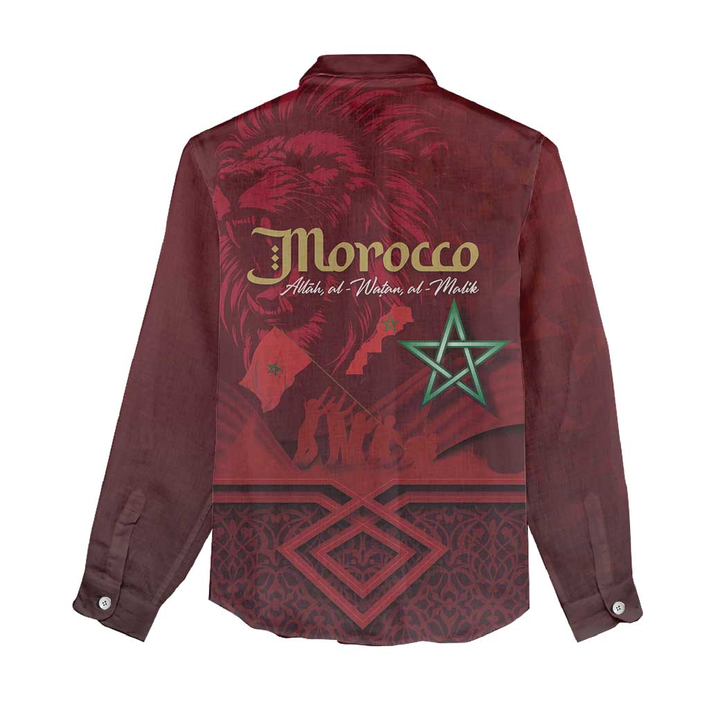 Happy Proclamation of Independence of Morocco Women Casual Shirt Barbary Lion's Roar - Fight for Free and Peace LT03