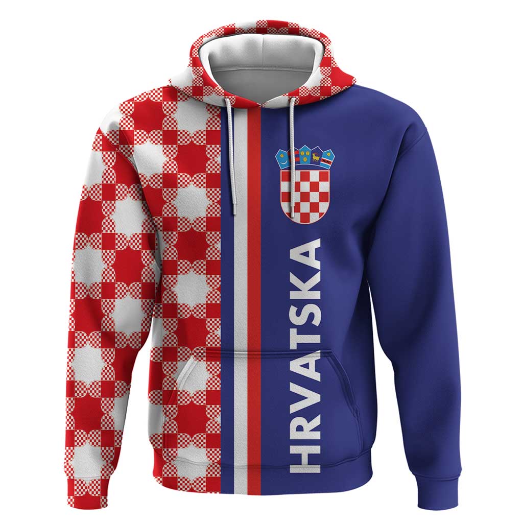 Croatia Hrvatska Checkerboard Half Style Hoodie LT03
