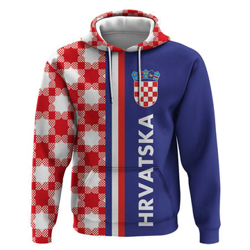 Croatia Hrvatska Checkerboard Half Style Hoodie LT03