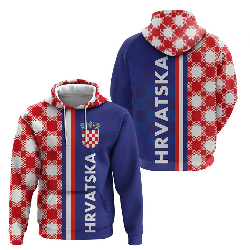 Croatia Hrvatska Checkerboard Half Style Hoodie LT03