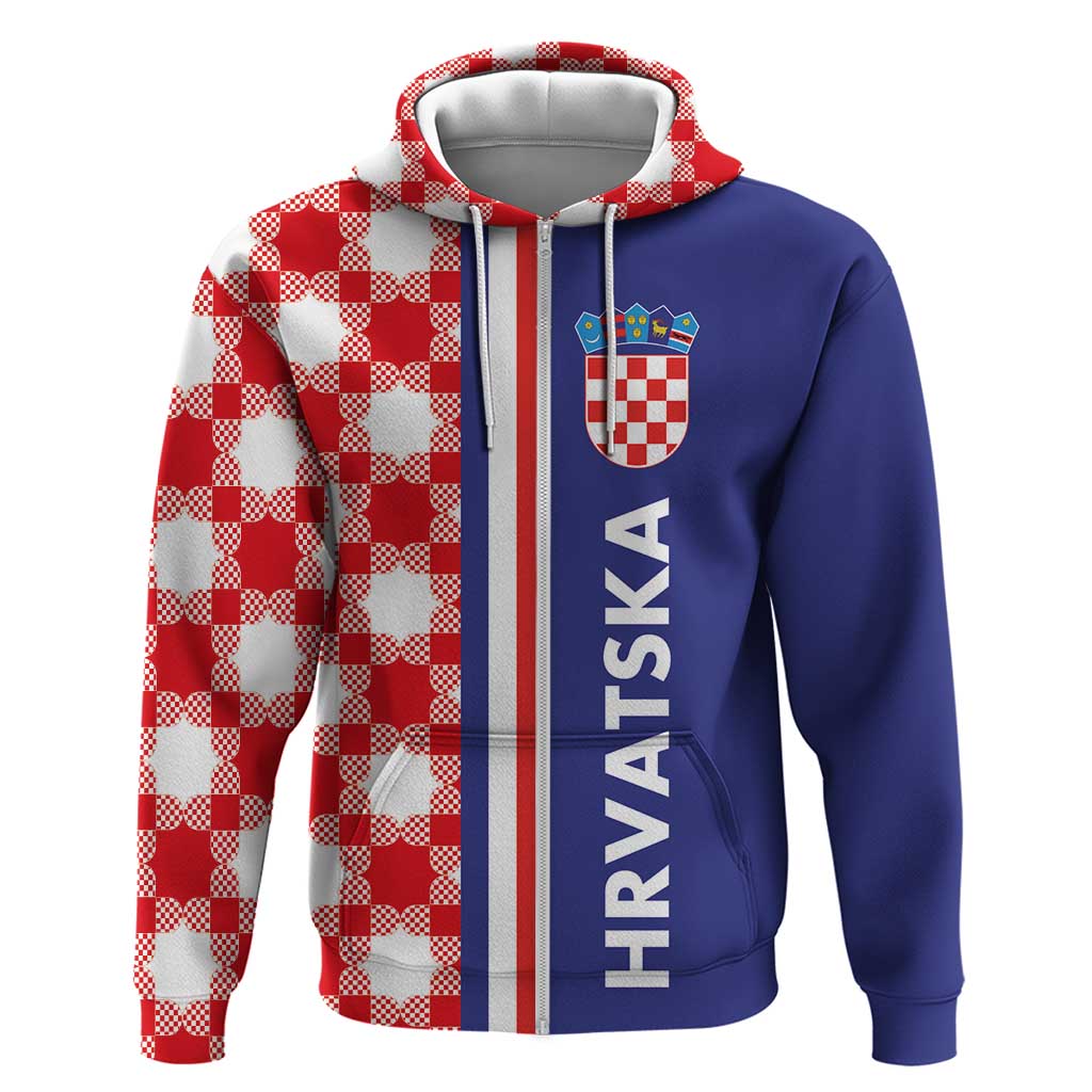 Croatia Hrvatska Checkerboard Half Style Hoodie LT03