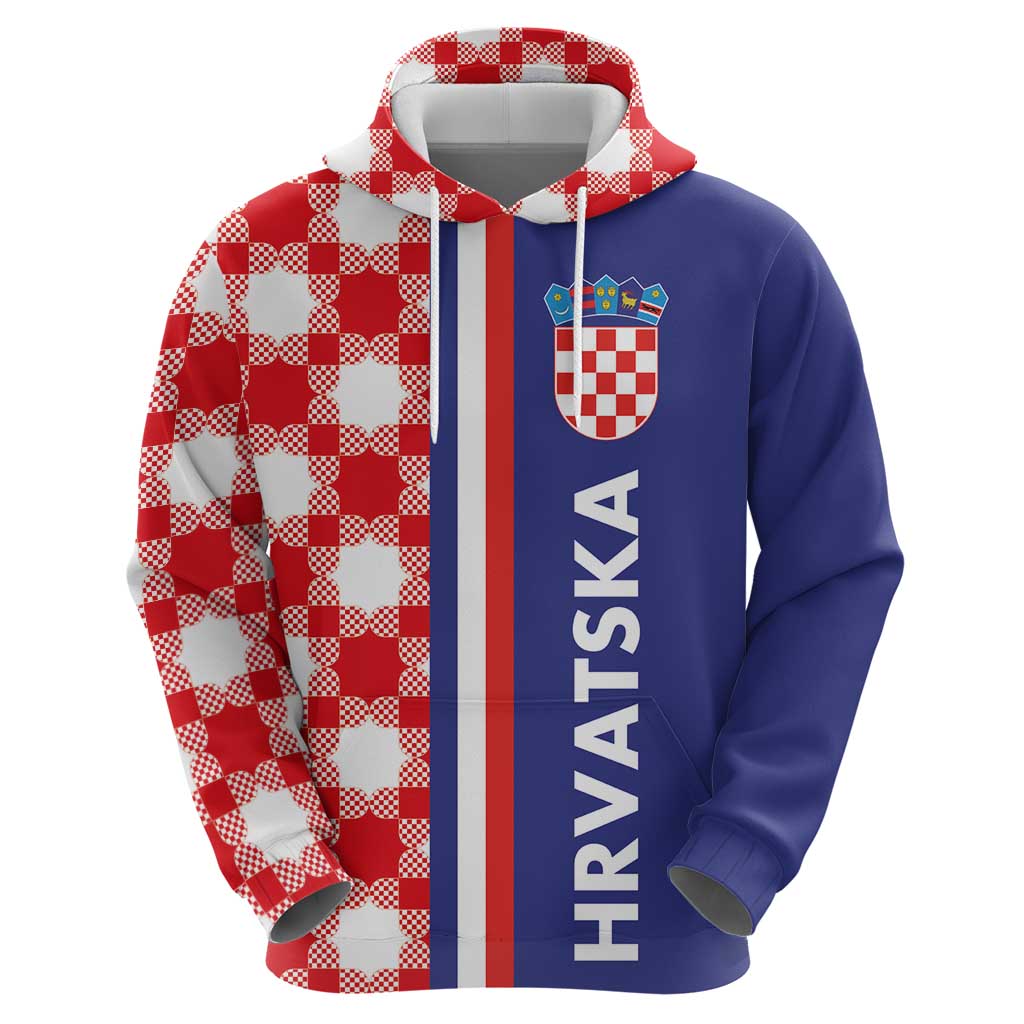 Croatia Hrvatska Checkerboard Half Style Hoodie LT03