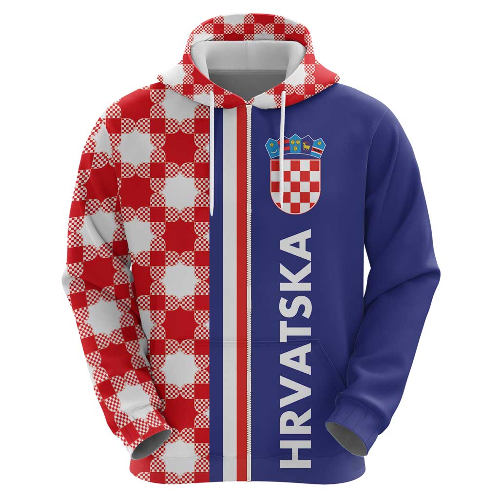 Croatia Hrvatska Checkerboard Half Style Hoodie LT03