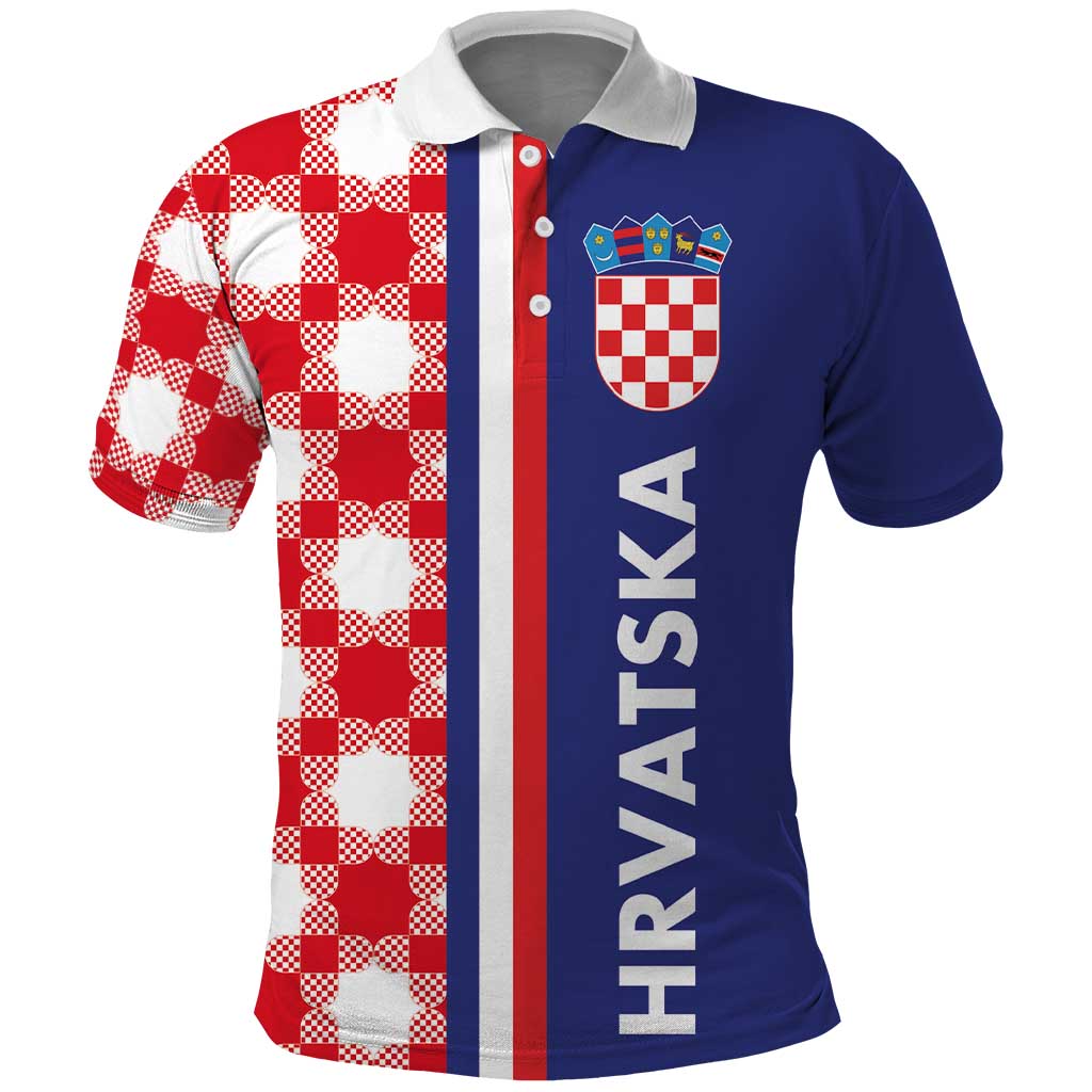 Croatia Hrvatska Checkerboard Half Style Polo Shirt LT03