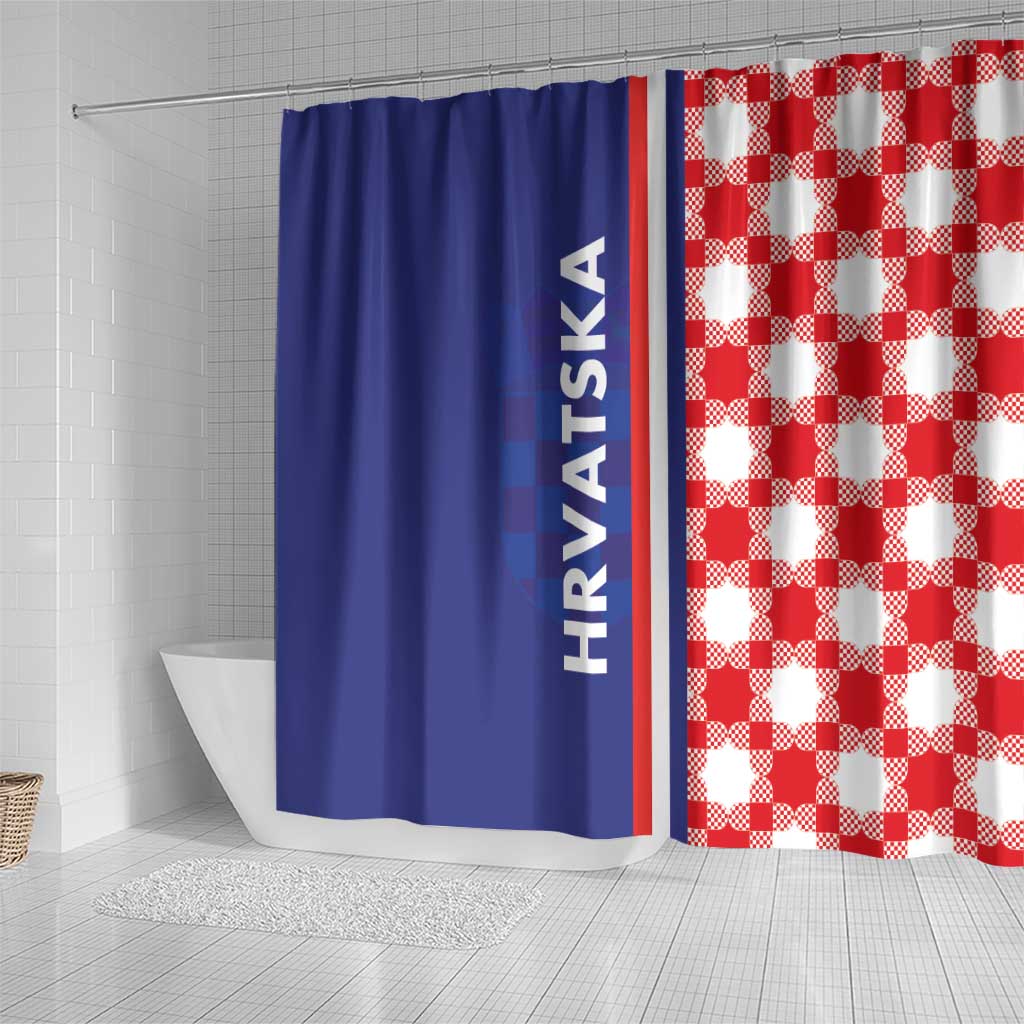 Croatia Hrvatska Checkerboard Half Style Shower Curtain LT03