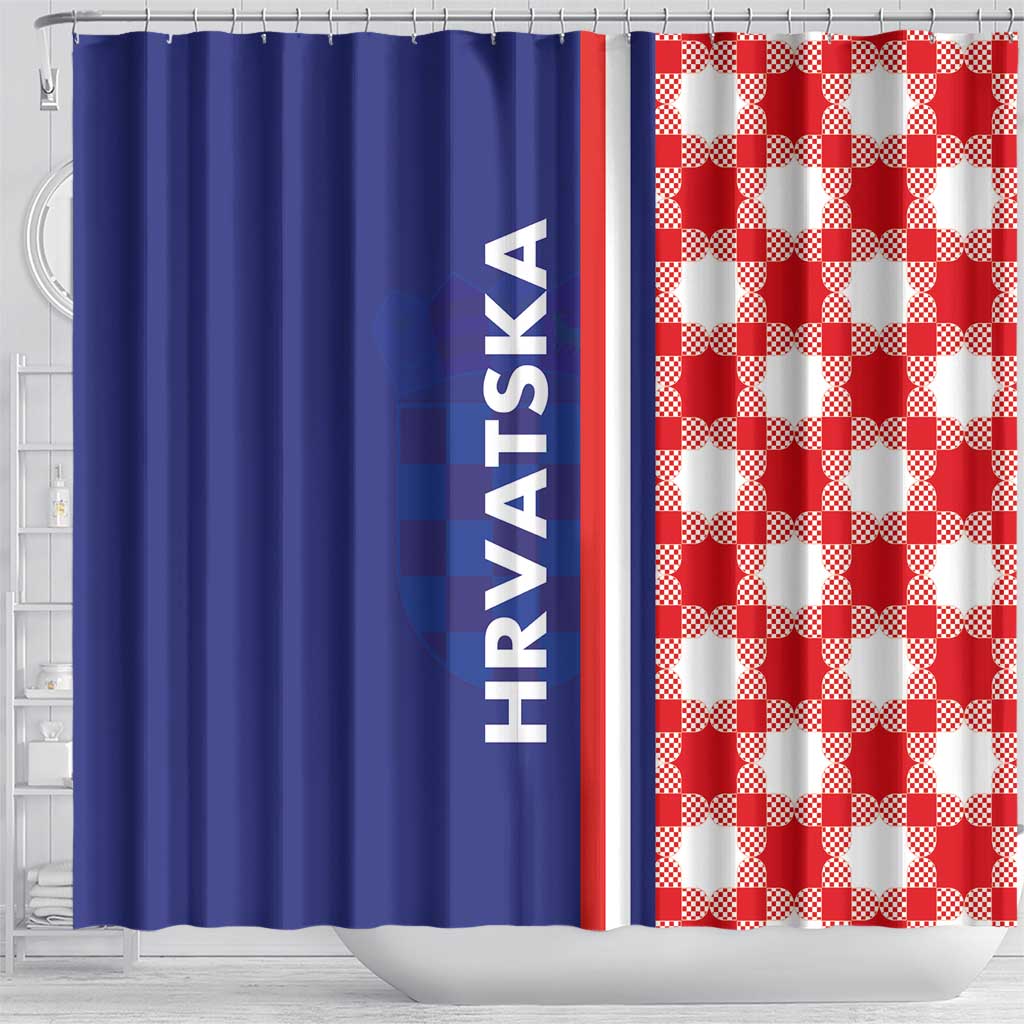 Croatia Hrvatska Checkerboard Half Style Shower Curtain LT03