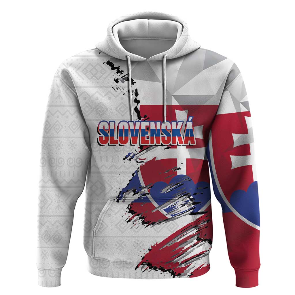 Slovakia Hoodie Flag Grunge Half Style with Slovak Pattern LT03