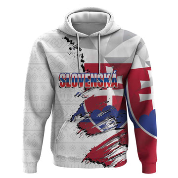 Slovakia Hoodie Flag Grunge Half Style with Slovak Pattern LT03