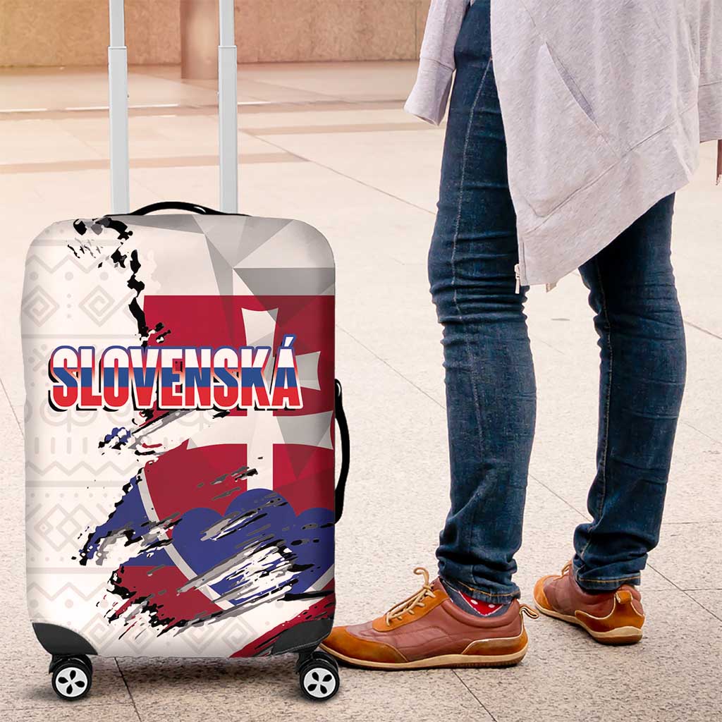 Slovakia Luggage Cover Flag Grunge Half Style with Slovak Pattern LT03