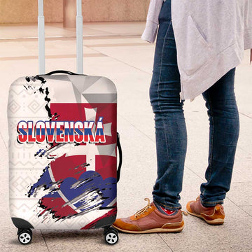 Slovakia Luggage Cover Flag Grunge Half Style with Slovak Pattern LT03