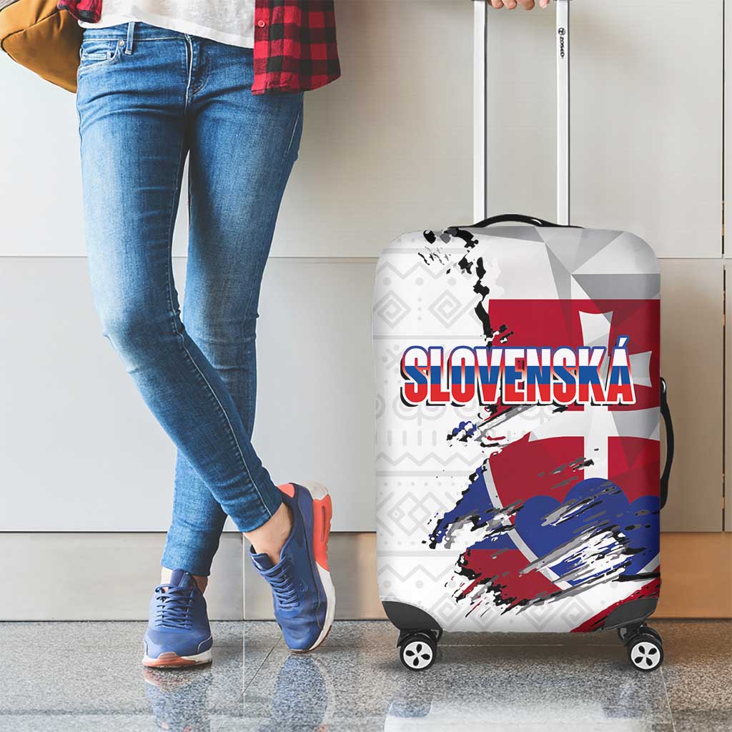 Slovakia Luggage Cover Flag Grunge Half Style with Slovak Pattern LT03