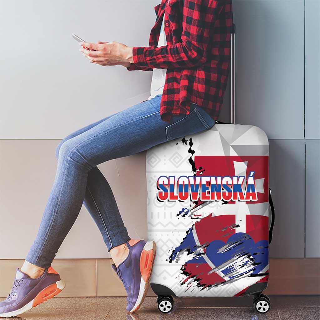 Slovakia Luggage Cover Flag Grunge Half Style with Slovak Pattern LT03