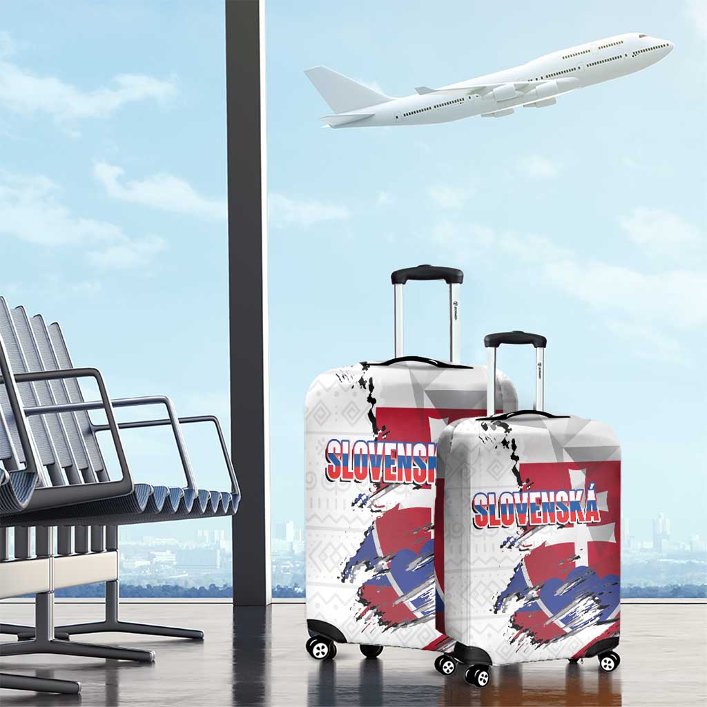 Slovakia Luggage Cover Flag Grunge Half Style with Slovak Pattern LT03