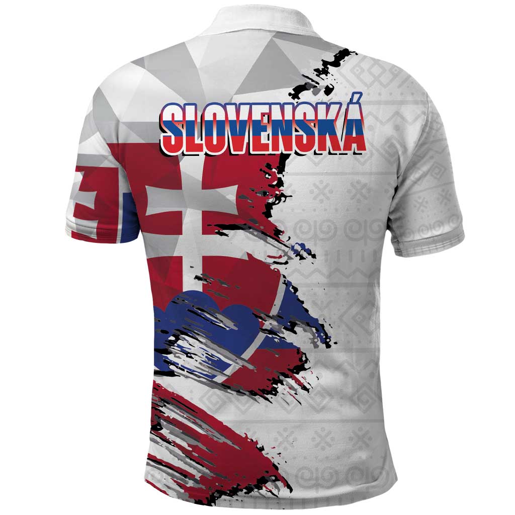 Slovakia Polo Shirt Flag Grunge Half Style with Slovak Pattern LT03