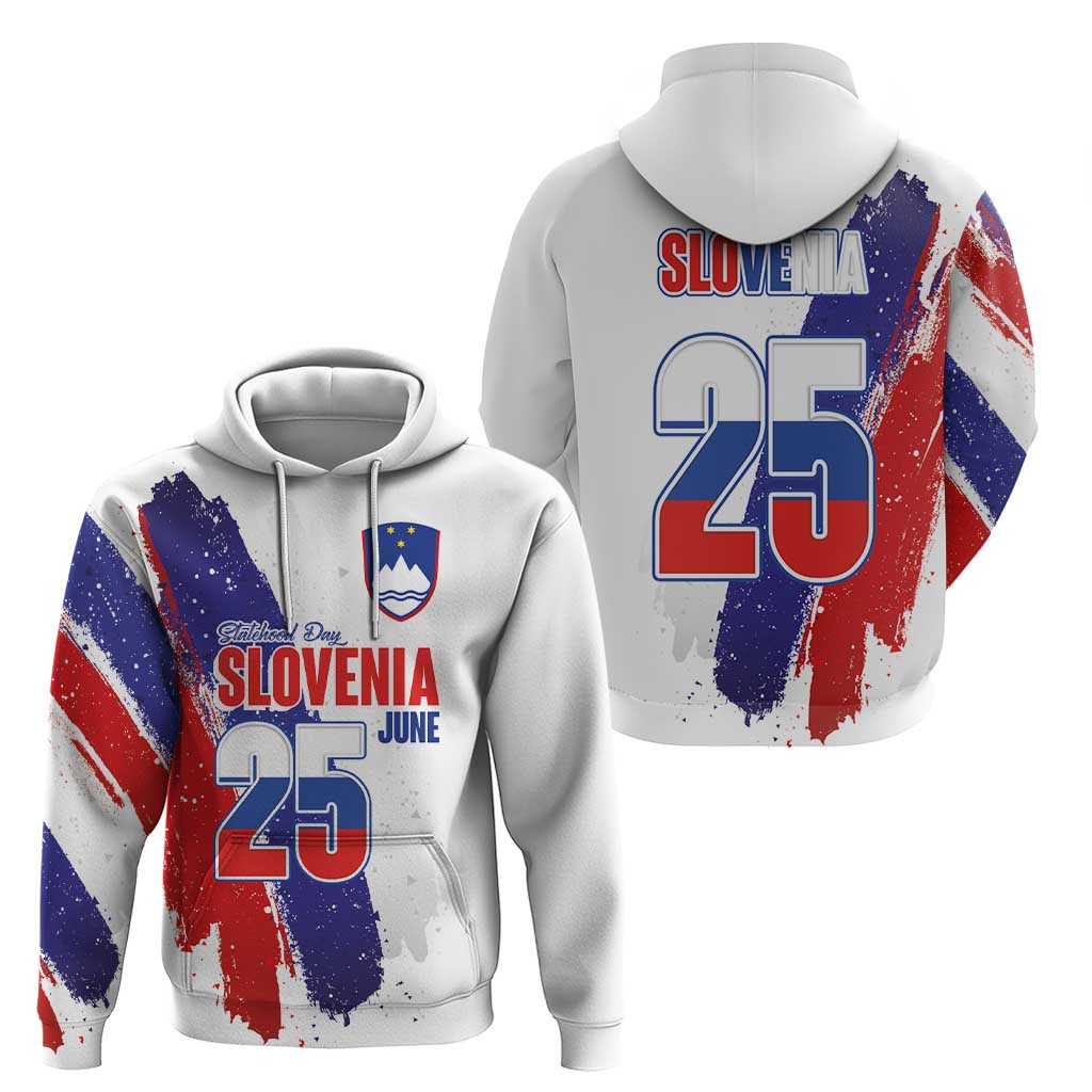Slovenia Statehood Day Hoodie 25 June National Flag Color Brush Stroke Style LT03