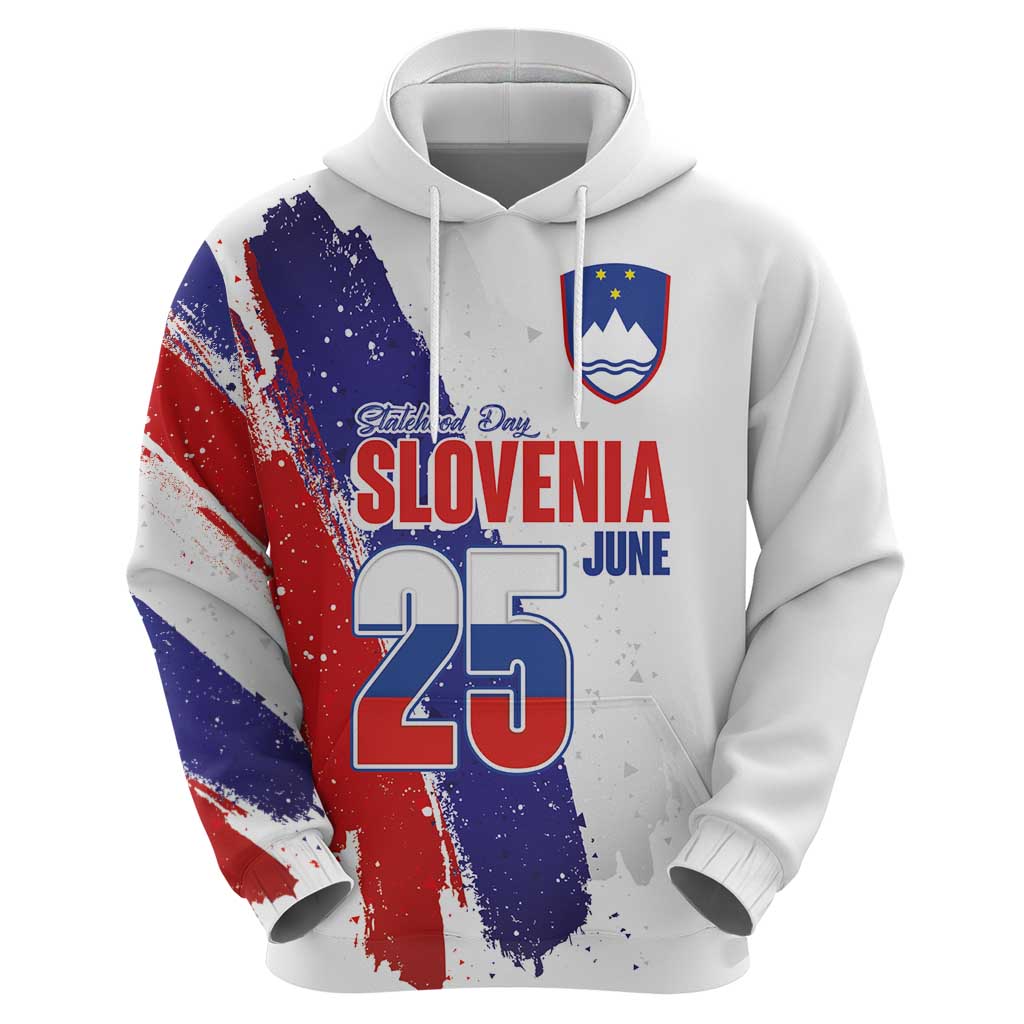 Slovenia Statehood Day Hoodie 25 June National Flag Color Brush Stroke Style LT03