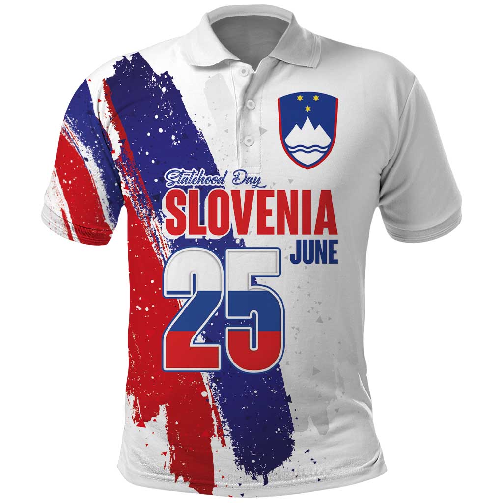 Slovenia Statehood Day Polo Shirt 25 June National Flag Color Brush Stroke Style LT03