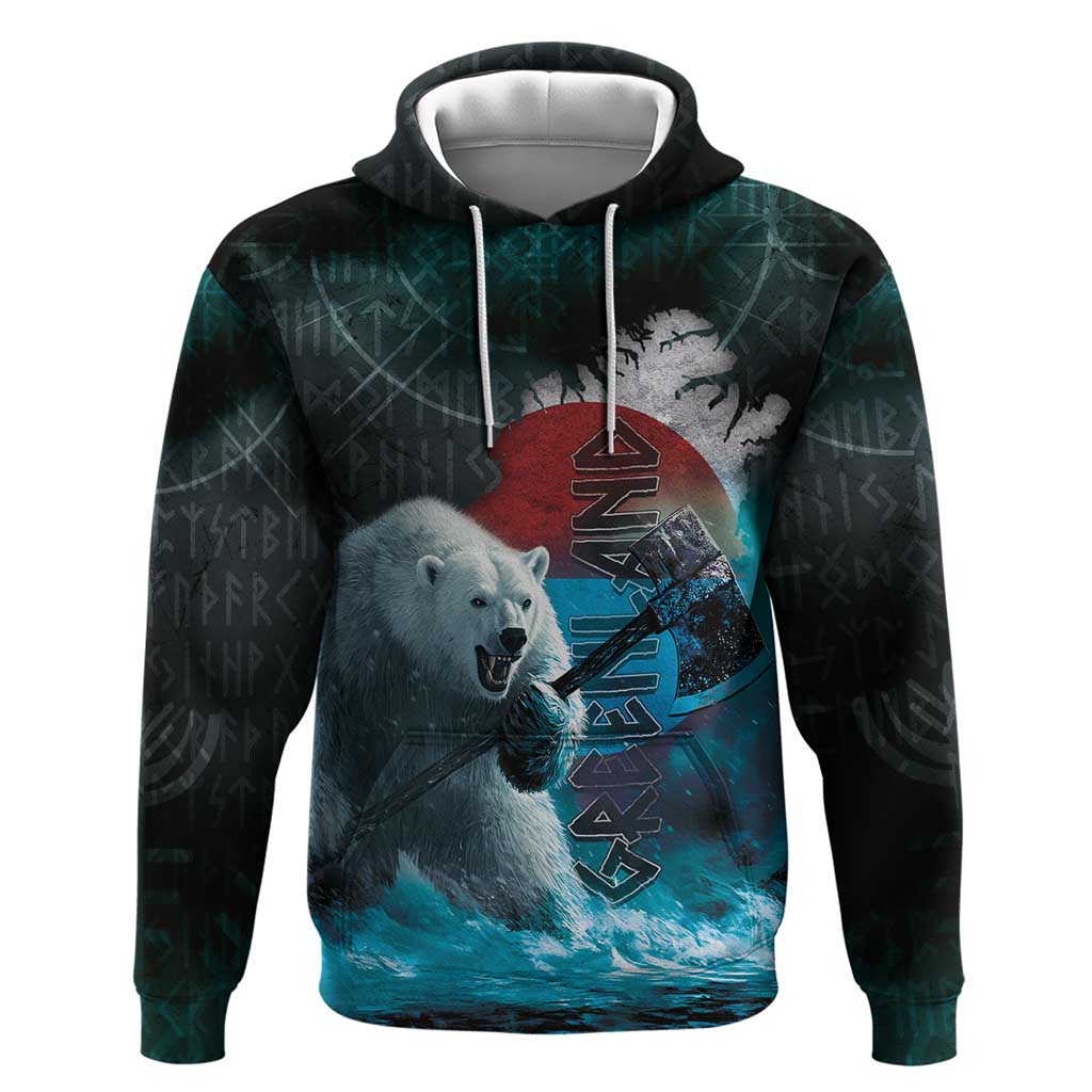 Greenlandic Polar Bear Warrior Hoodie Nordic and Runes Style LT03