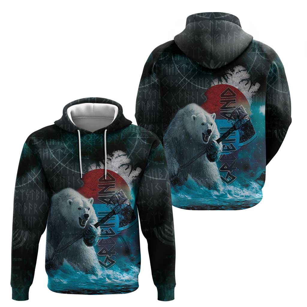 Greenlandic Polar Bear Warrior Hoodie Nordic and Runes Style LT03