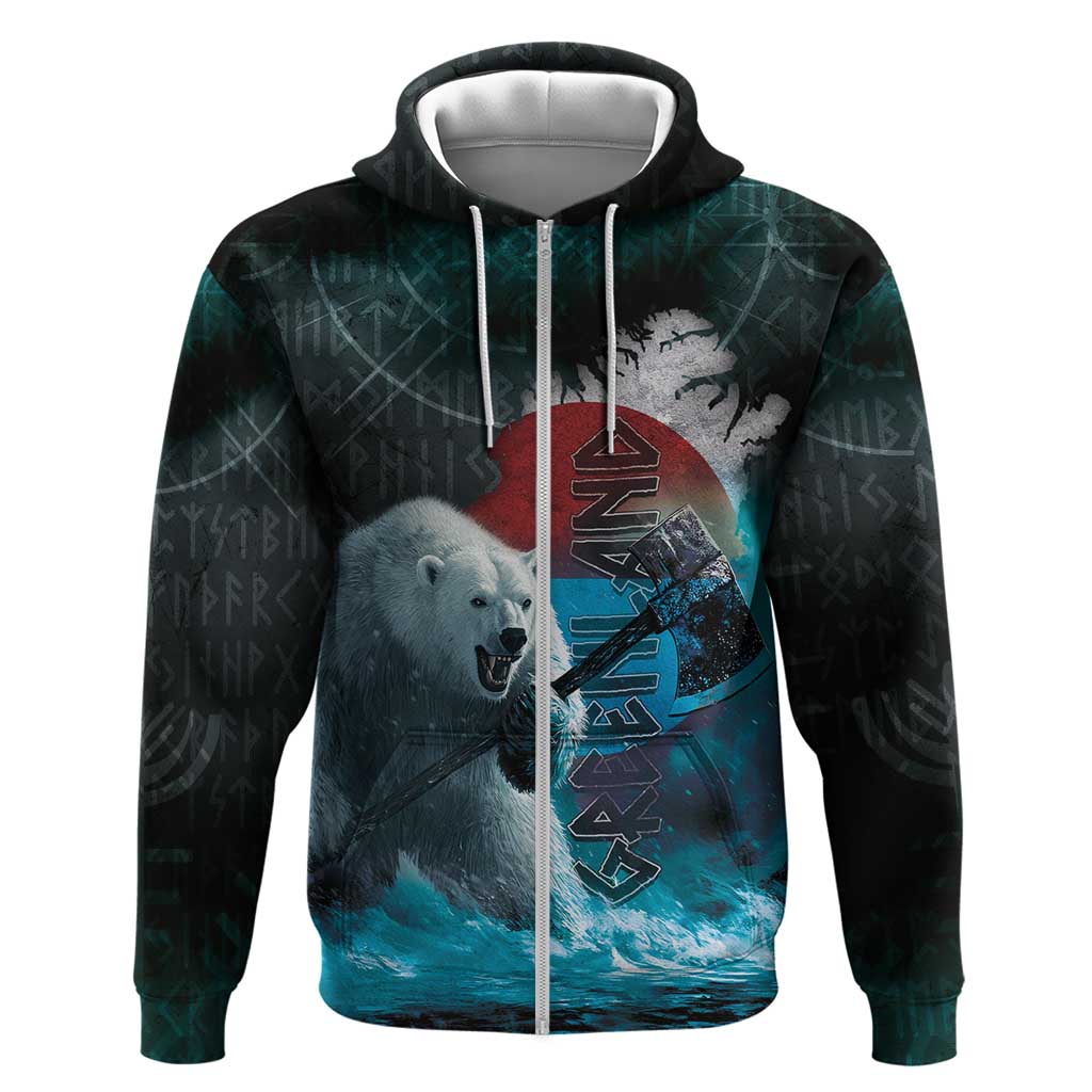 Greenlandic Polar Bear Warrior Hoodie Nordic and Runes Style LT03