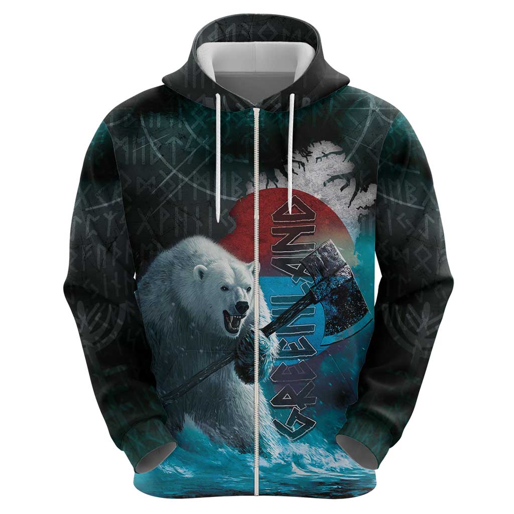 Greenlandic Polar Bear Warrior Hoodie Nordic and Runes Style LT03