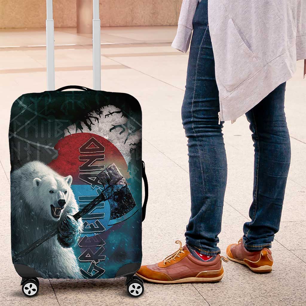 Greenlandic Polar Bear Warrior Luggage Cover Nordic and Runes Style LT03