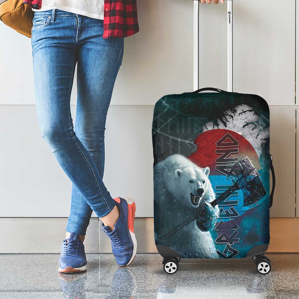 Greenlandic Polar Bear Warrior Luggage Cover Nordic and Runes Style LT03