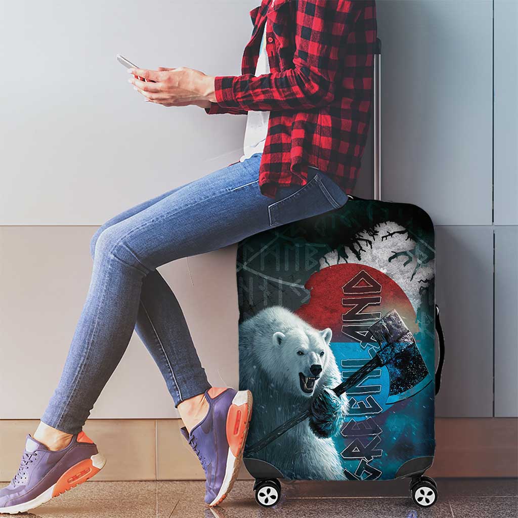 Greenlandic Polar Bear Warrior Luggage Cover Nordic and Runes Style LT03