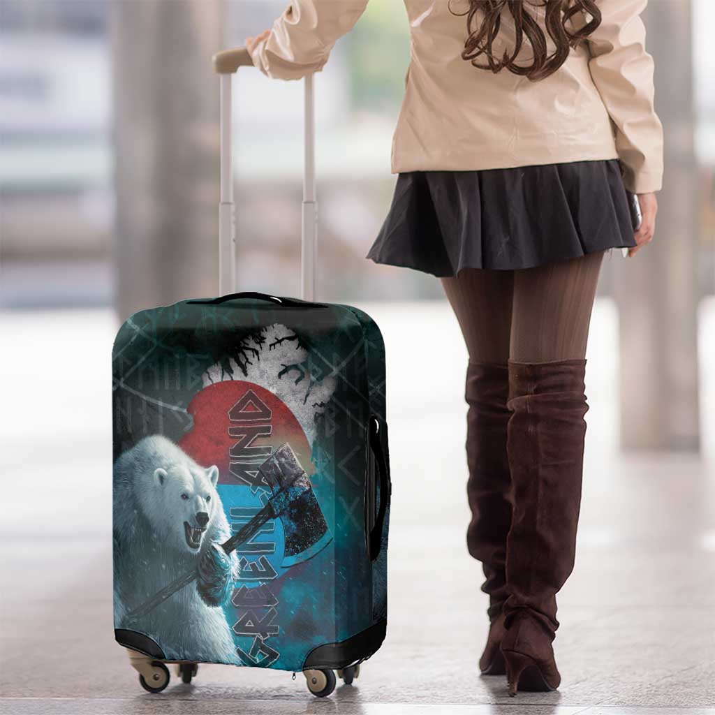 Greenlandic Polar Bear Warrior Luggage Cover Nordic and Runes Style LT03