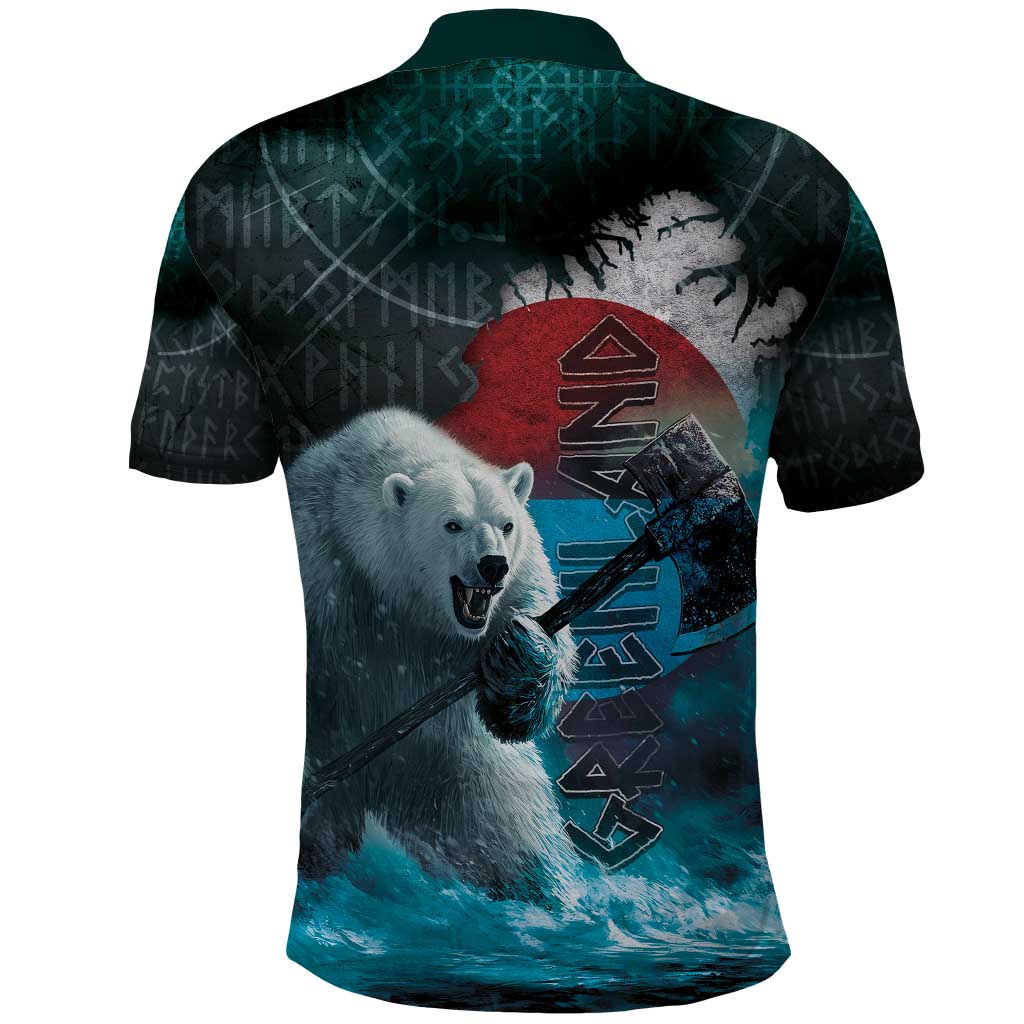 Greenlandic Polar Bear Warrior Polo Shirt Nordic and Runes Style LT03