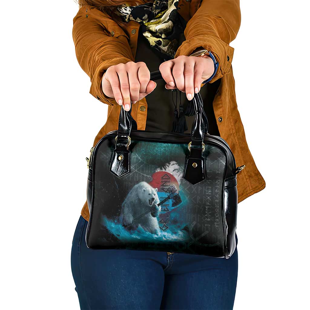 Greenlandic Polar Bear Warrior Shoulder Handbag Nordic and Runes Style LT03