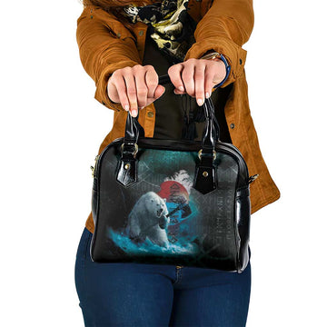 Greenlandic Polar Bear Warrior Shoulder Handbag Nordic and Runes Style LT03