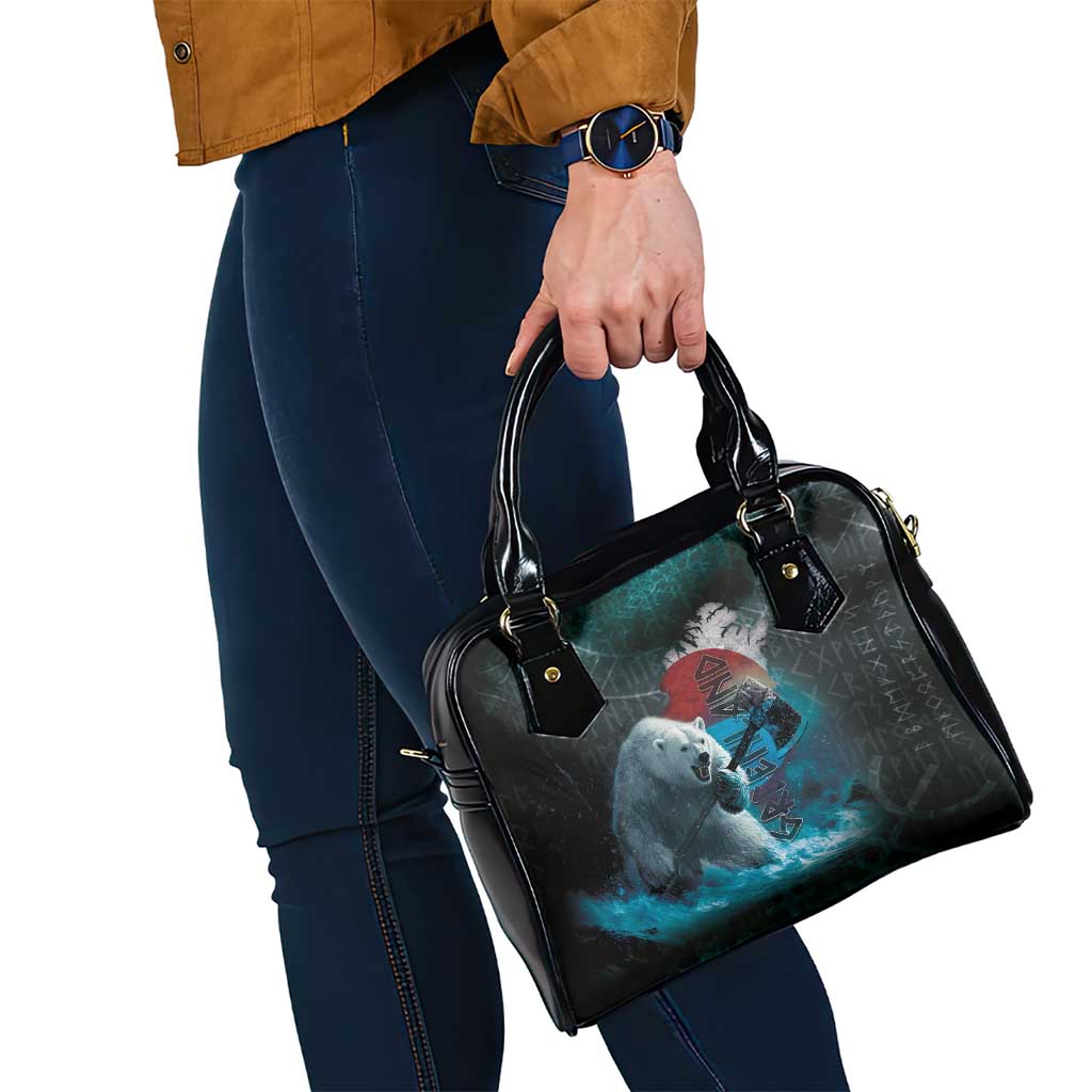 Greenlandic Polar Bear Warrior Shoulder Handbag Nordic and Runes Style LT03