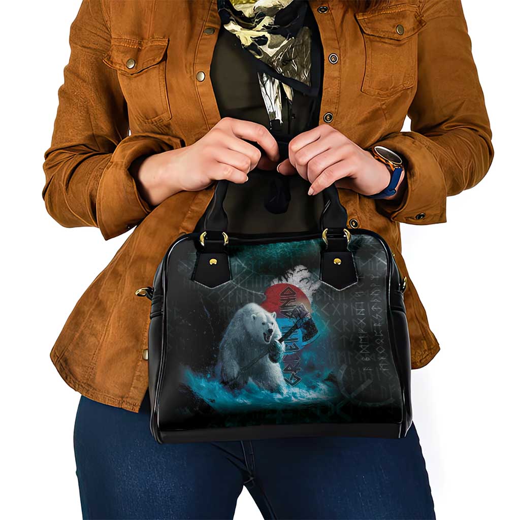 Greenlandic Polar Bear Warrior Shoulder Handbag Nordic and Runes Style LT03