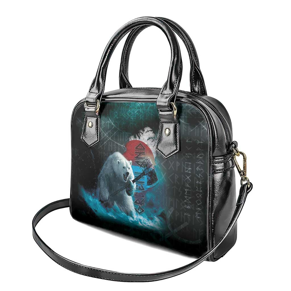 Greenlandic Polar Bear Warrior Shoulder Handbag Nordic and Runes Style LT03