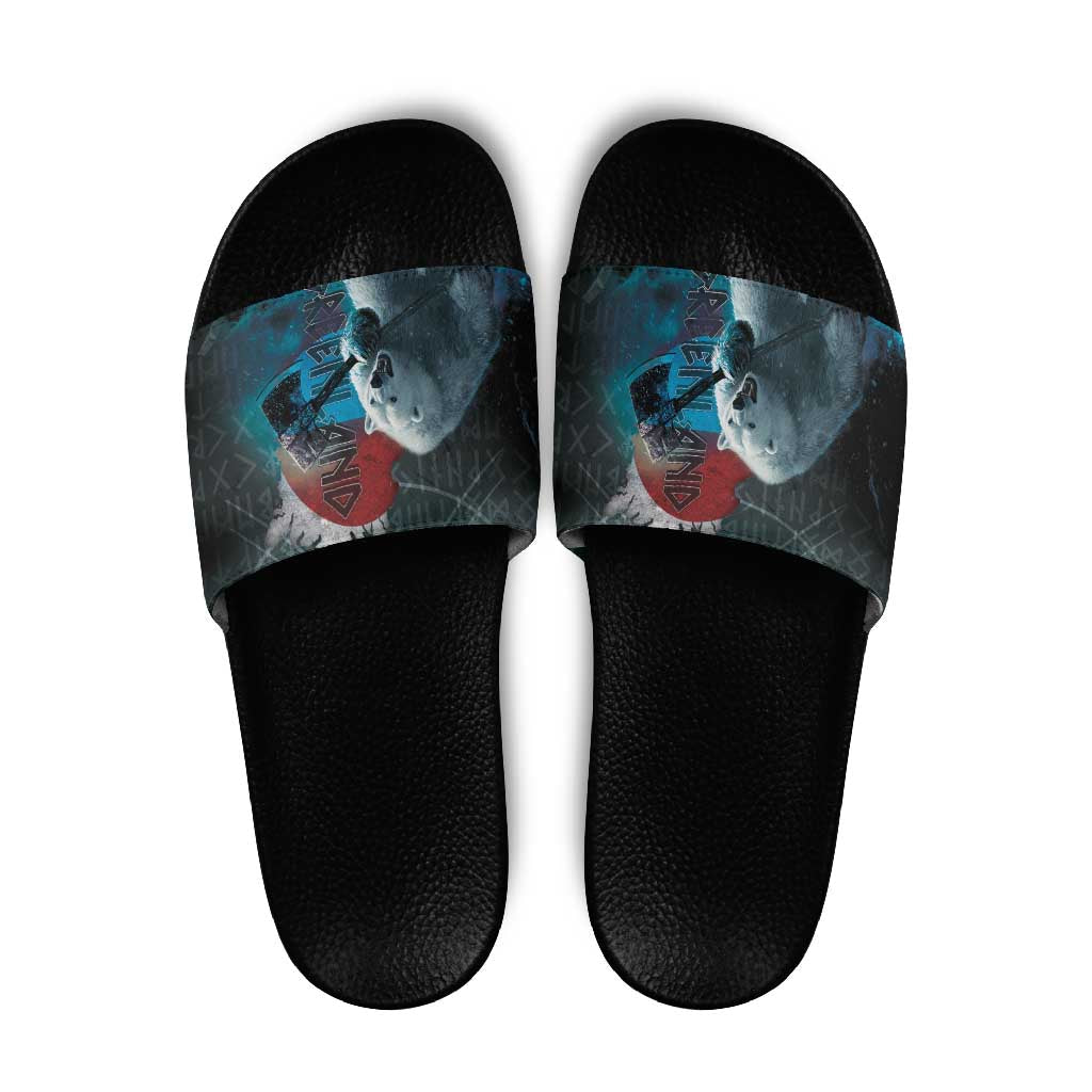 Greenlandic Polar Bear Warrior Slide Sandals Nordic and Runes Style LT03