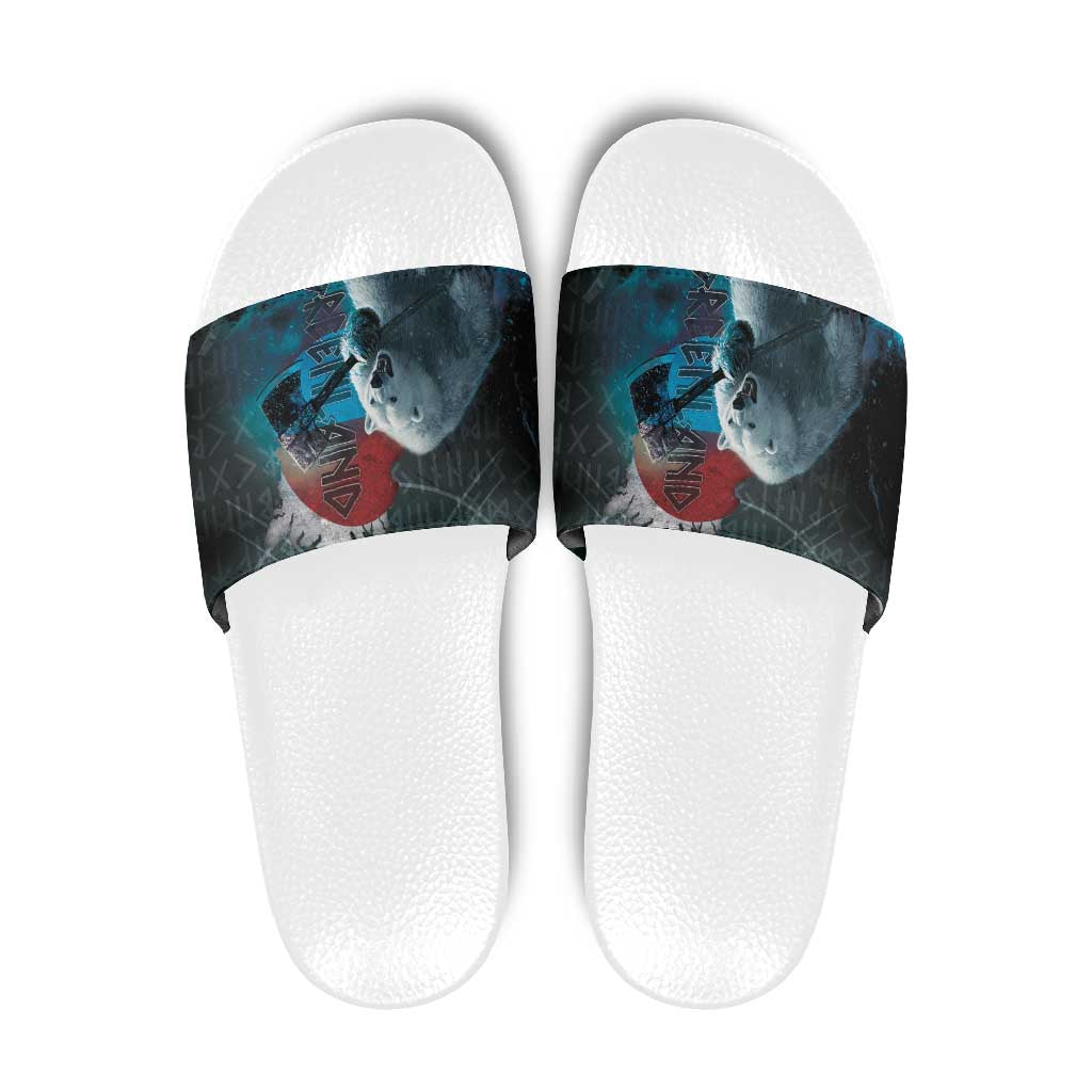 Greenlandic Polar Bear Warrior Slide Sandals Nordic and Runes Style LT03