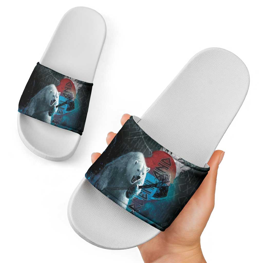 Greenlandic Polar Bear Warrior Slide Sandals Nordic and Runes Style LT03