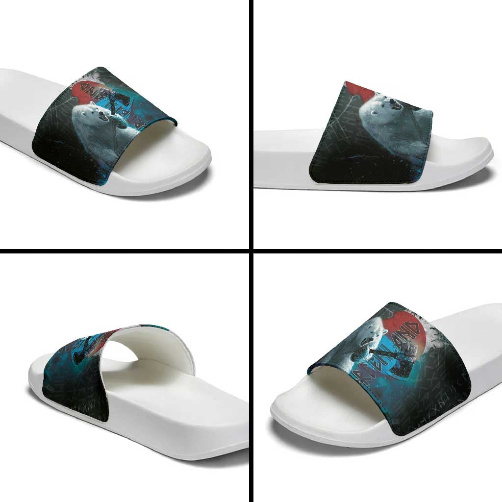Greenlandic Polar Bear Warrior Slide Sandals Nordic and Runes Style LT03