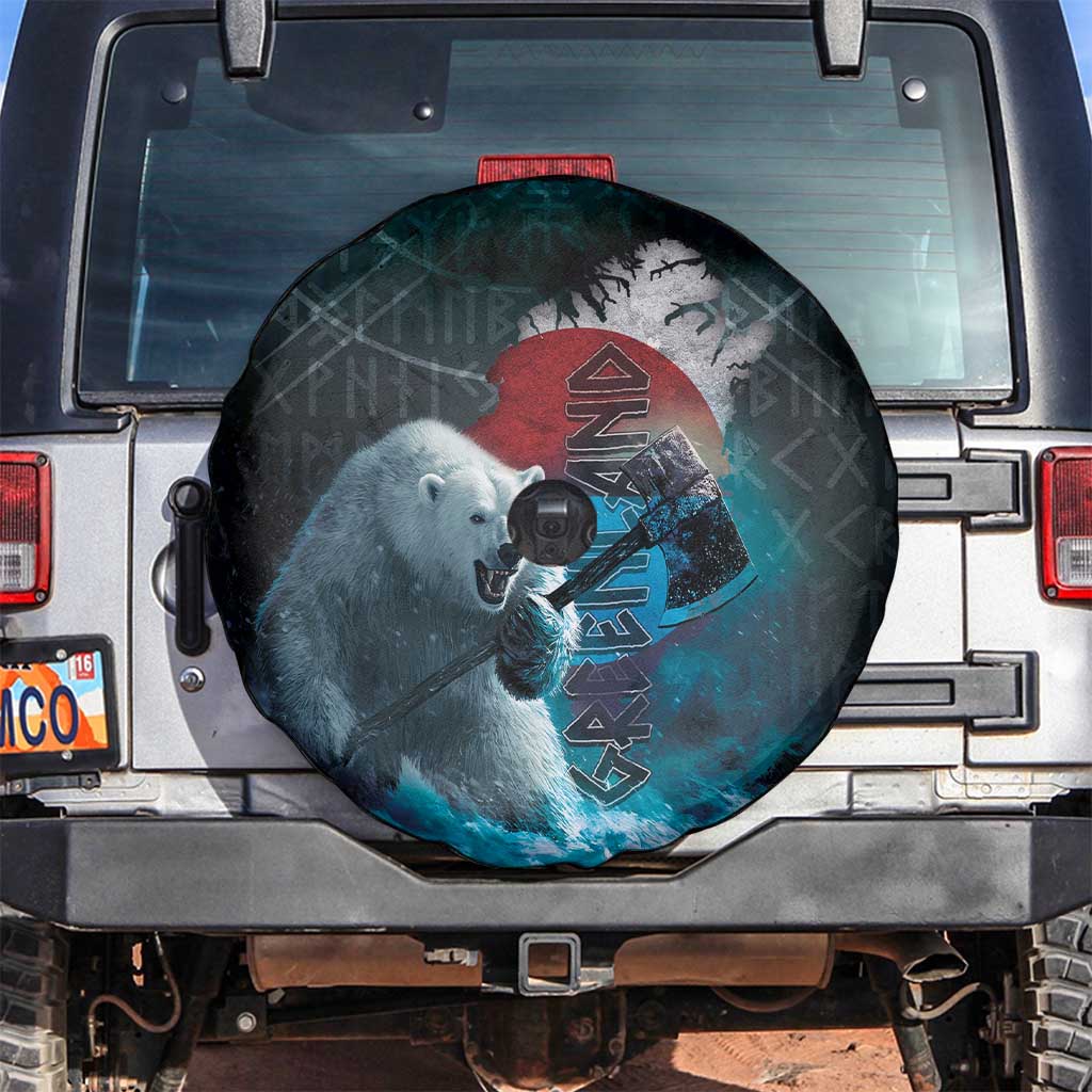 Greenlandic Polar Bear Warrior Spare Tire Cover Nordic and Runes Style LT03