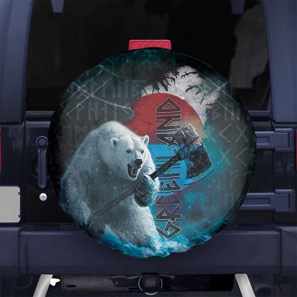 Greenlandic Polar Bear Warrior Spare Tire Cover Nordic and Runes Style LT03