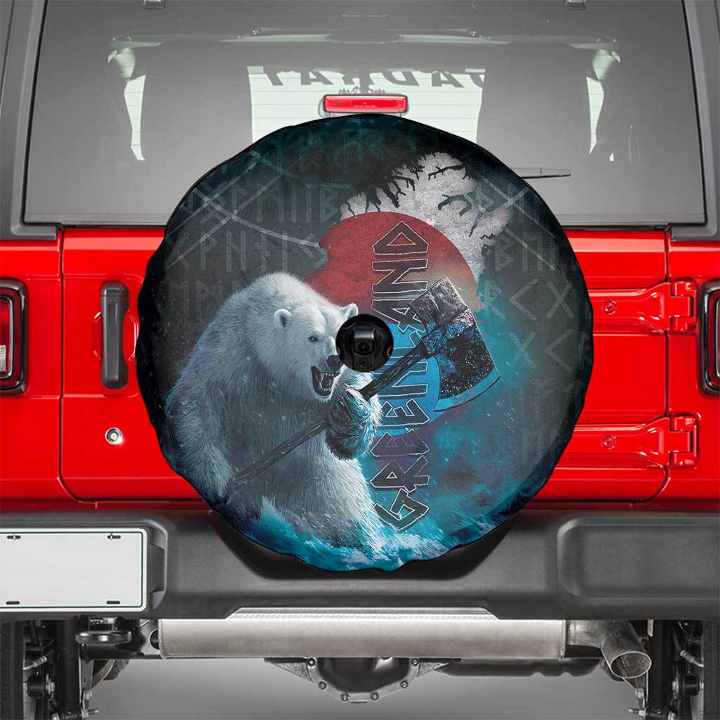 Greenlandic Polar Bear Warrior Spare Tire Cover Nordic and Runes Style LT03