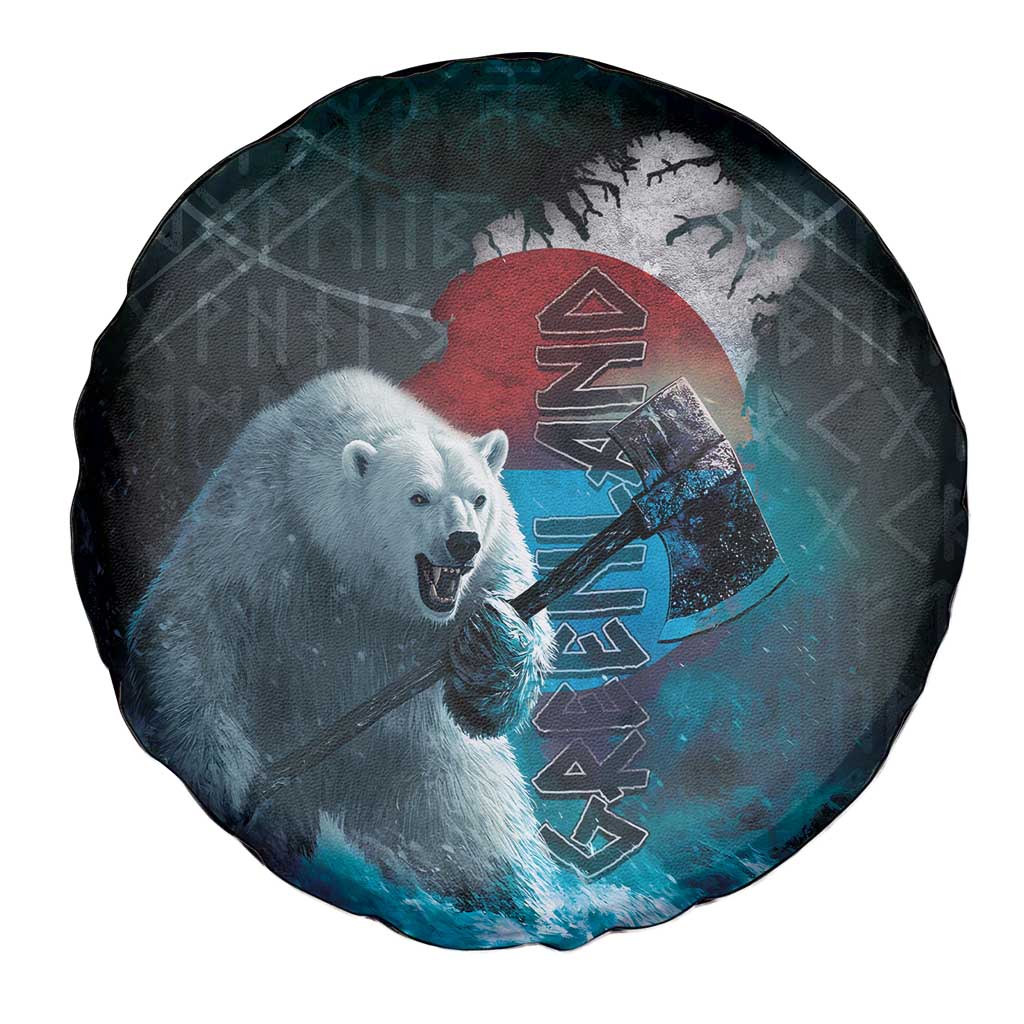 Greenlandic Polar Bear Warrior Spare Tire Cover Nordic and Runes Style LT03