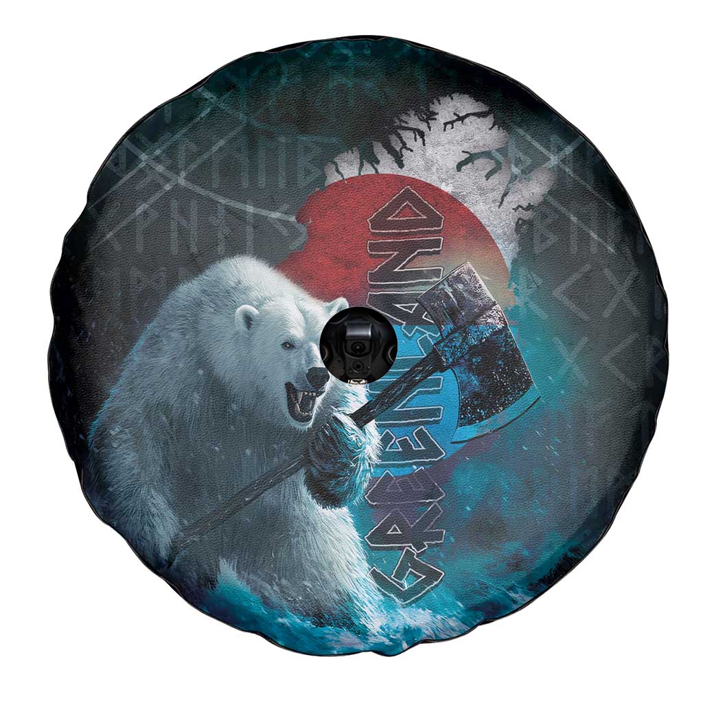 Greenlandic Polar Bear Warrior Spare Tire Cover Nordic and Runes Style LT03