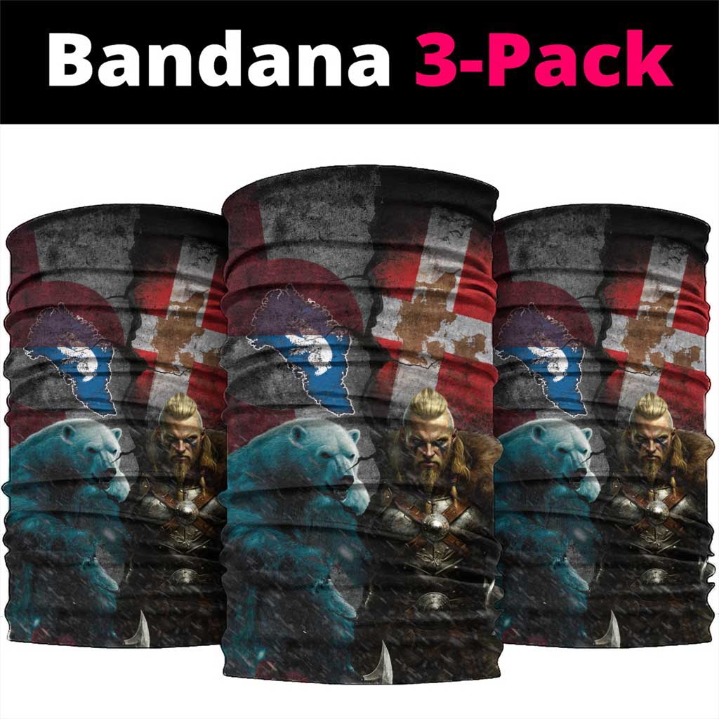 Greenlandic and Danish Together Neck Gaiter Polar Warrior Vikings with National Flag Grunge Style LT03